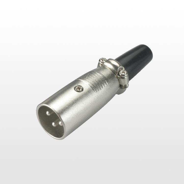XLR male connector, cable type, nickel plated, screw